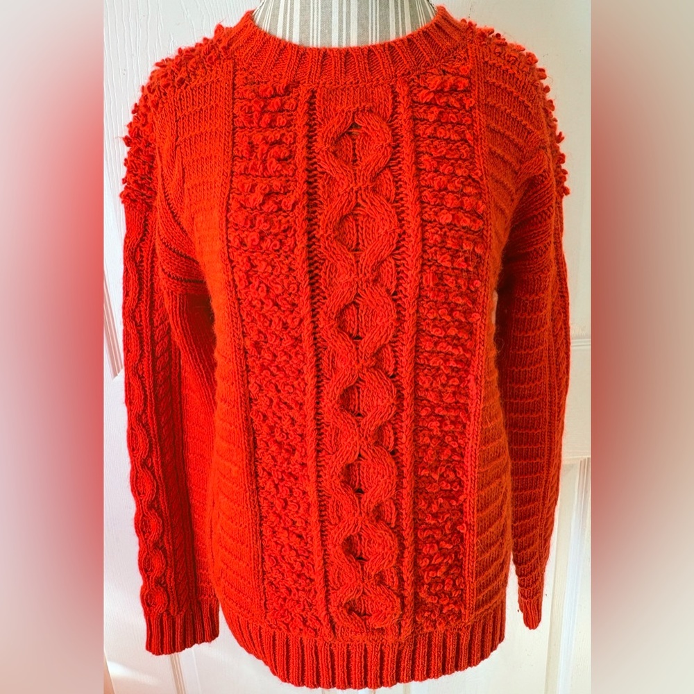 Banana Republic Alpaca Merino Wool Cable Knit Sweater Italian Yarn NWT Size MED